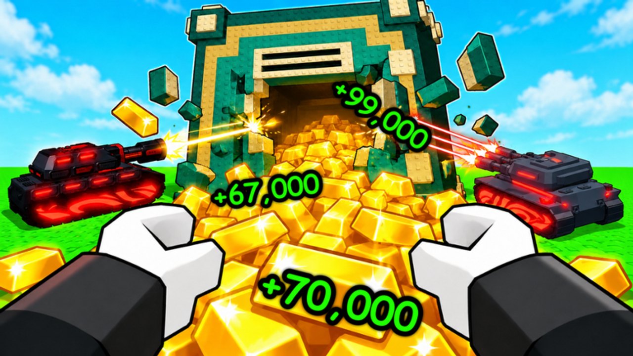 Destroy a Vault base with upgrade boards, roll podium, and smelter
